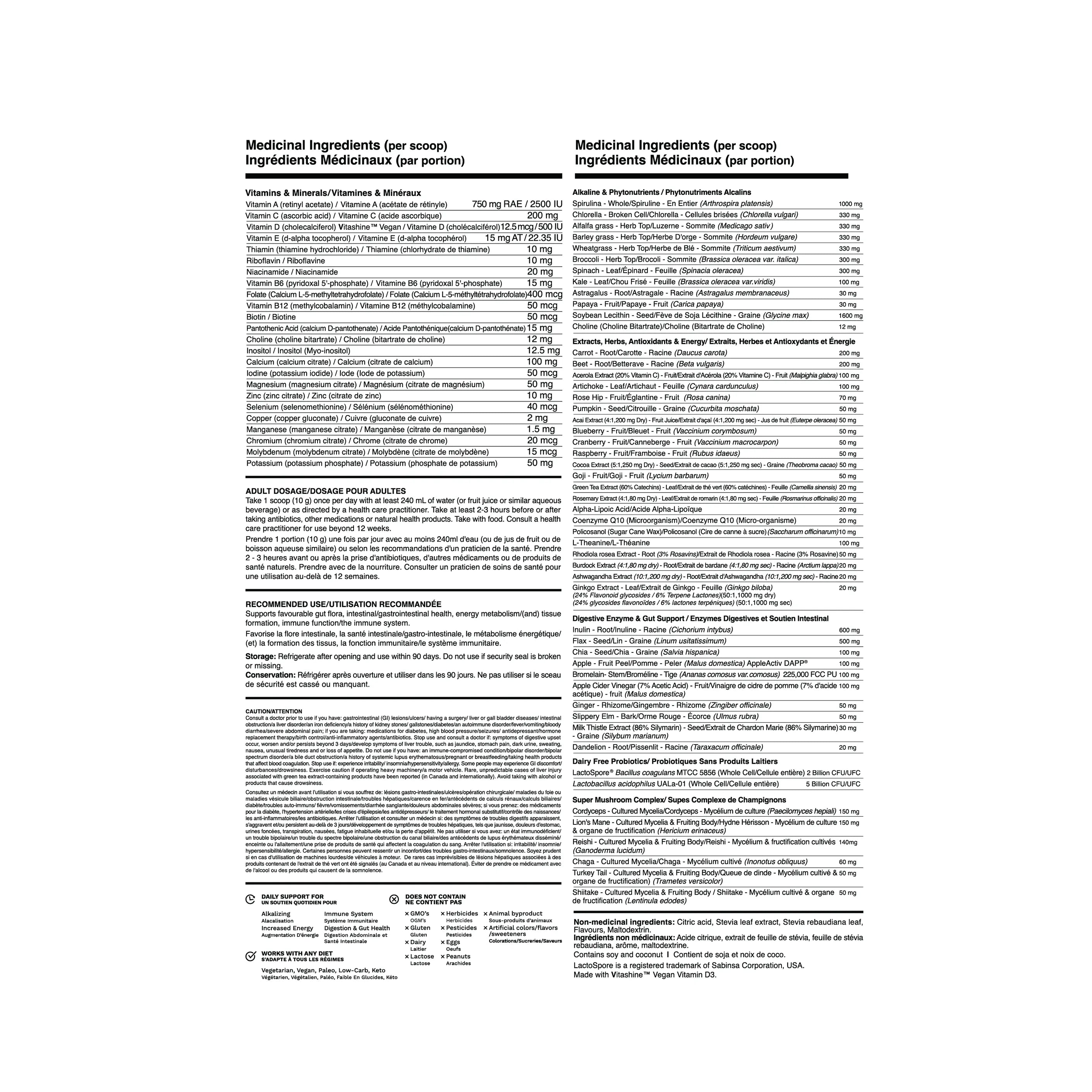 Magic Scoop Medicinal Ingredient list on a white background.