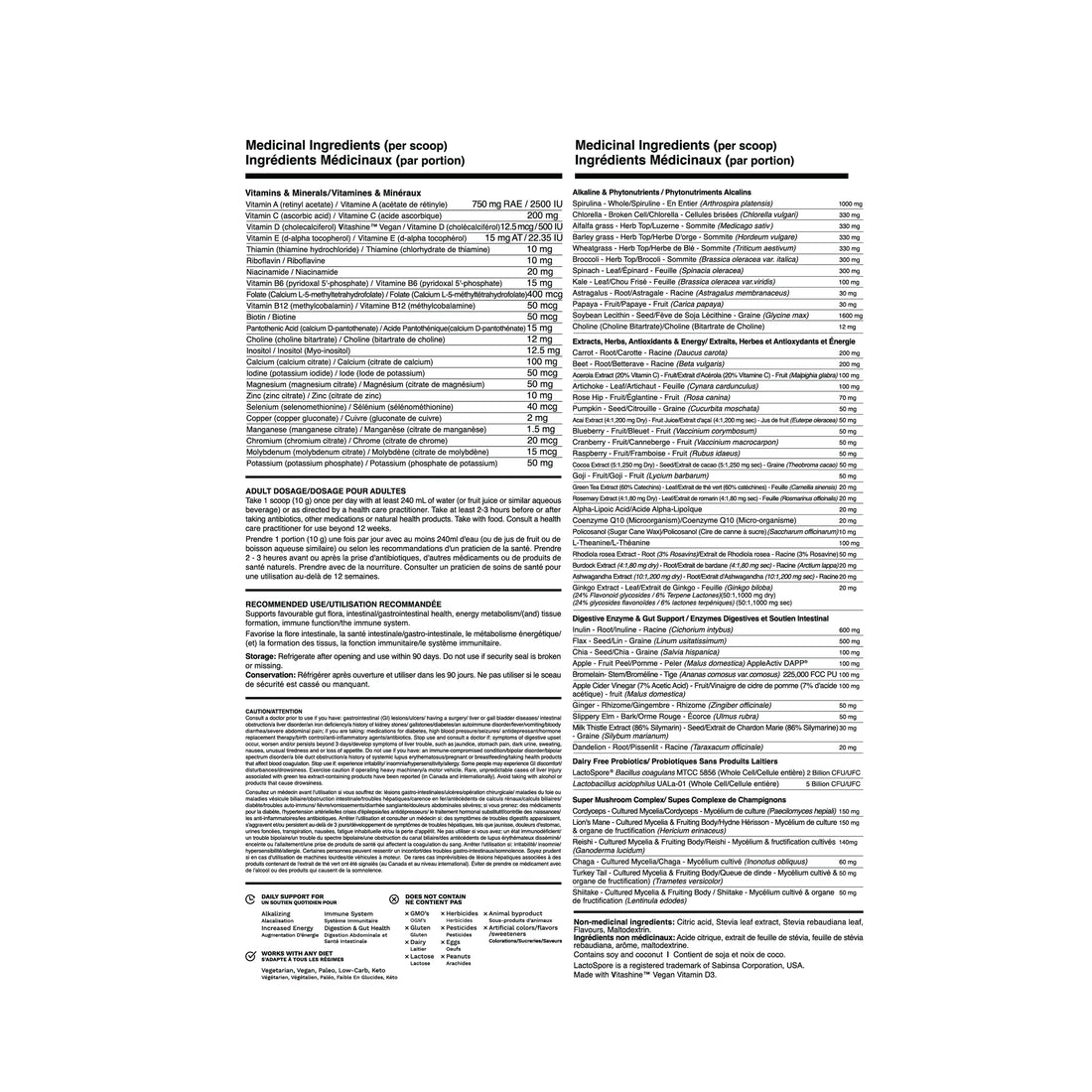 Magic Scoop Medicinal Ingredient list on a white background.